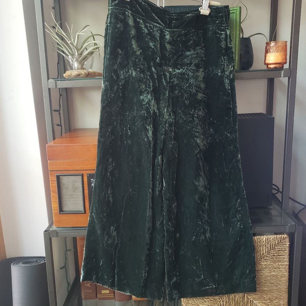 Madewell Crushed Velvet pants, wide leg crop, S